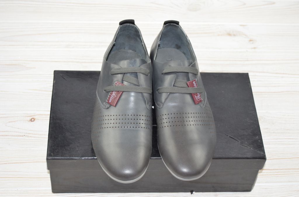 Туфлі чоловічі Miratti 18206-8 сірі шкіра, останній 40 розмір