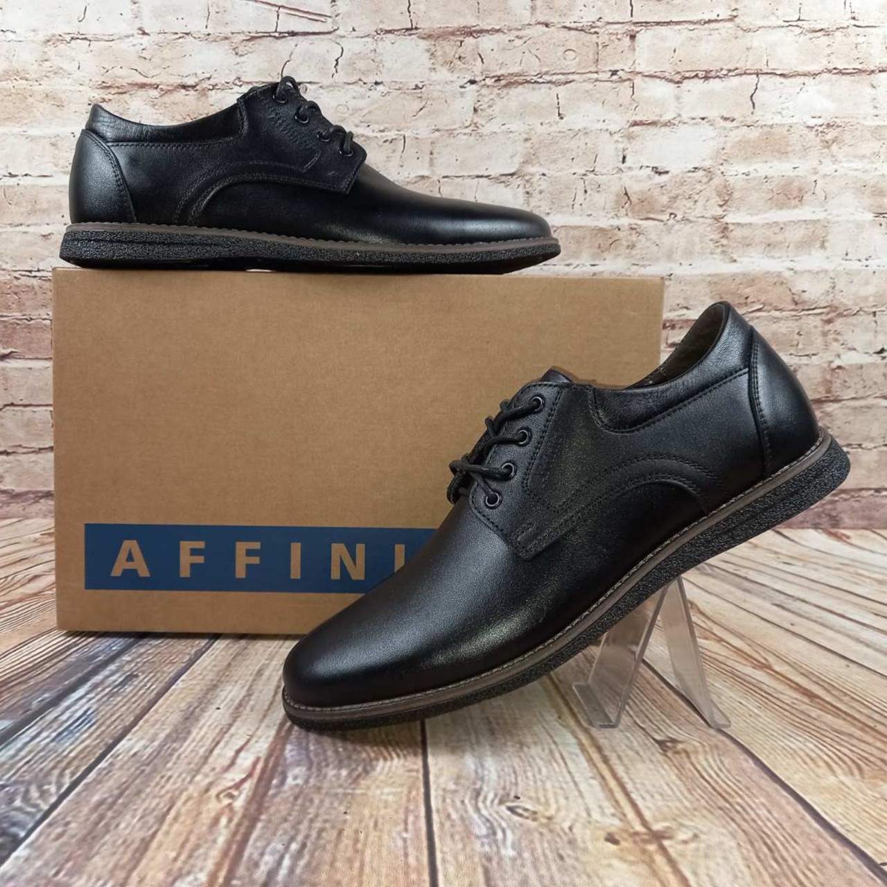 Туфлі чоловічі Affinity 1918-11 чорні шкіра на шнурках 