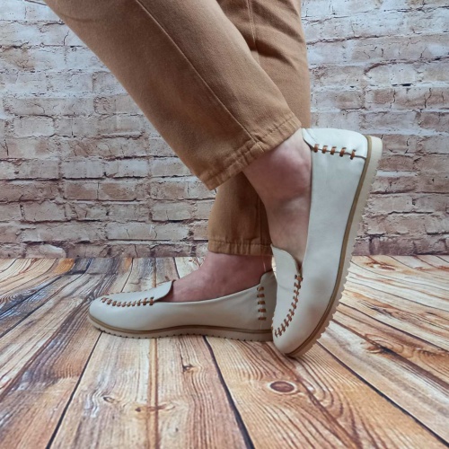 Туфлі жіночі лофери La Pinta 0095-781 бежеві шкіряні