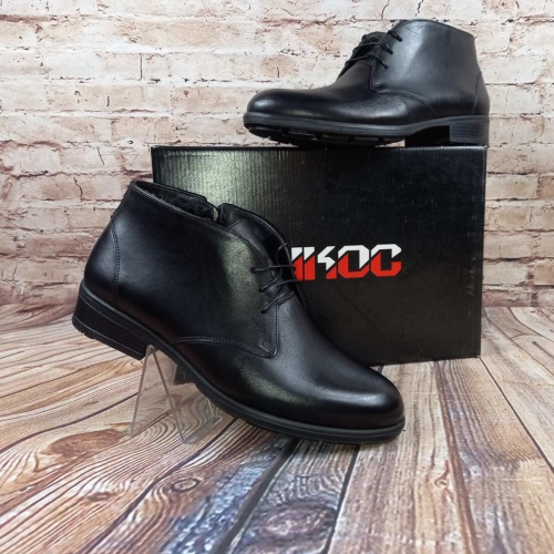Ботинки мужские демисезонные IKOS 2703-1 чёрные кожа, последний 40 размер