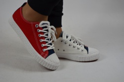 Кроссовки-кеды на шнурках бело-красные Comfort-baby 6-31