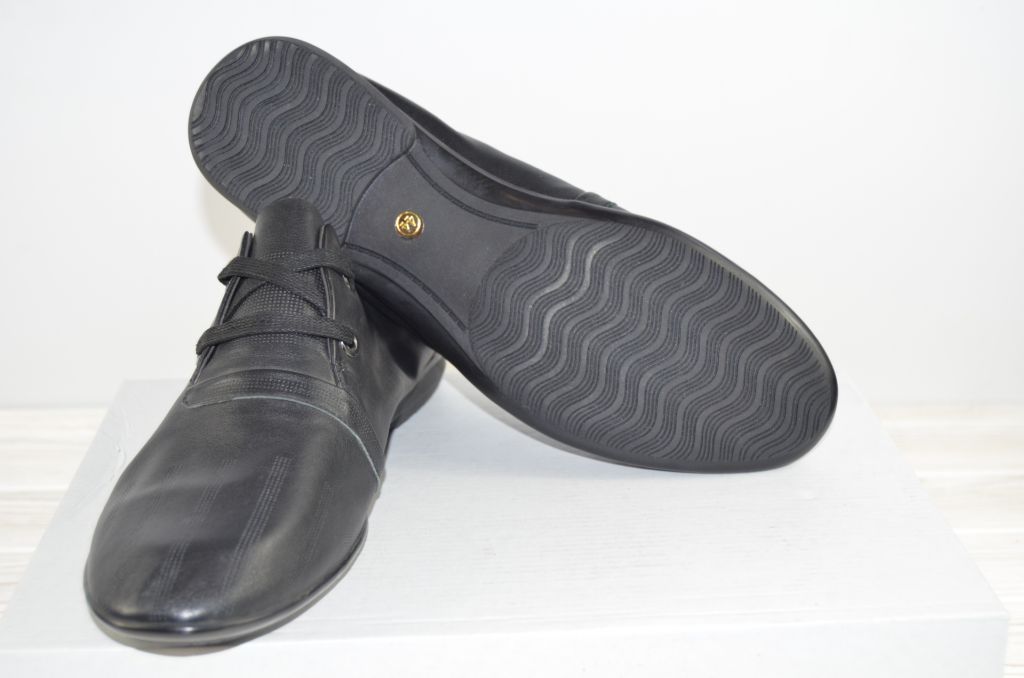 Туфлі чоловічі Miratti 0355 чорні шкіра на шнурках розміри 44,45