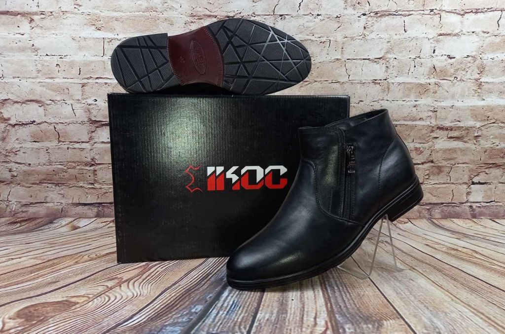 Ботинки мужские зимние IKOS 1085-1 чёрные кожа (последний 40 размер)