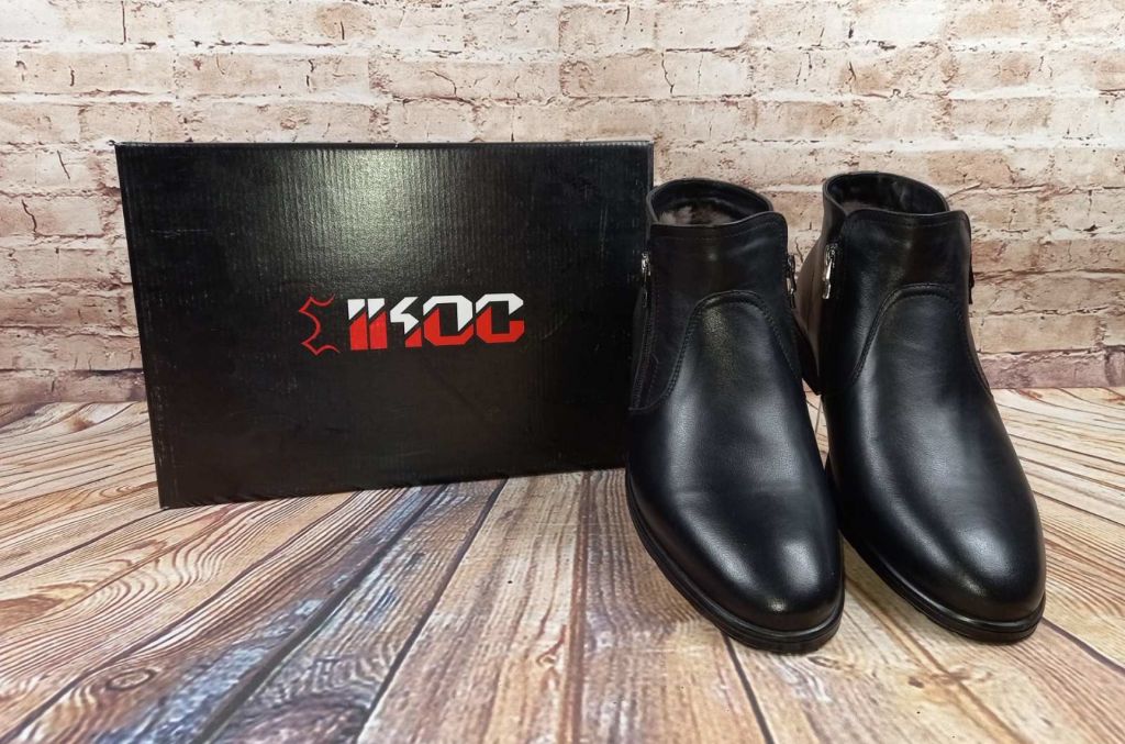 Ботинки мужские зимние IKOS 1085-1 чёрные кожа (последний 40 размер)