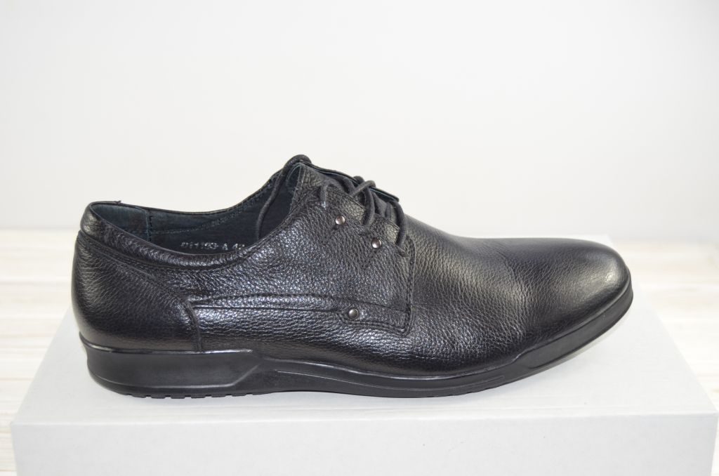 Туфлі чоловічі Comfortime 11193 чорні шкіра на шнурках, останній 42 розмір