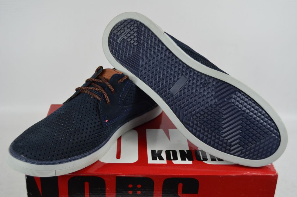 Туфлі-мокасини чоловічі Konors1135-1-4-49 сині нубук, отсанній 41 розмір