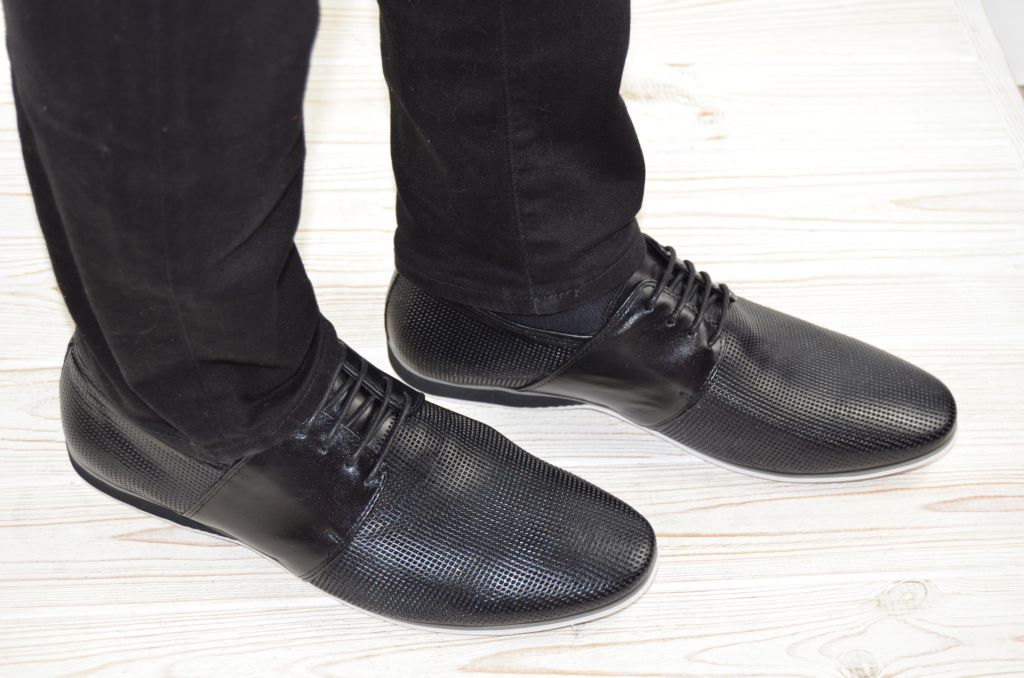 Туфлі чоловічі Comfortime 12075 чорні шкіра на шнурках, останній 41 розмір