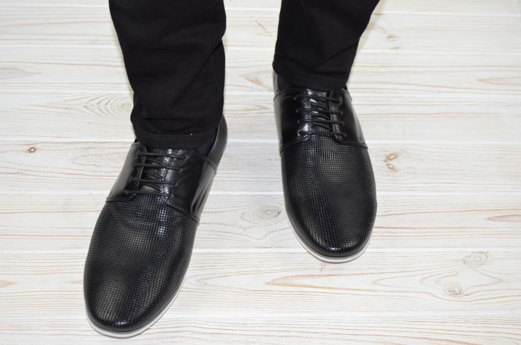Туфлі чоловічі Comfortime 12075 чорні шкіра на шнурках, останній 41 розмір