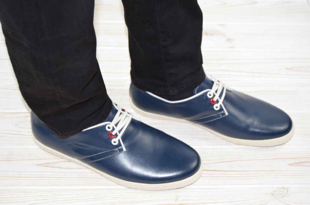 Туфли мужские Comfortime 12084 синие кожа на шнурках (последний 40 размер)