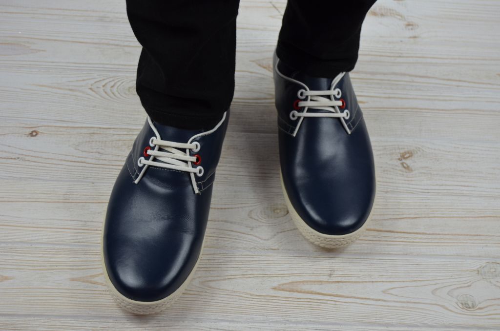 Туфли мужские Comfortime 12084 синие кожа на шнурках (последний 40 размер)