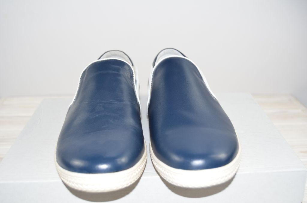 Туфли-мокасины мужские Comfortime 12085 синие кожа на резинках (последний 43 размер)