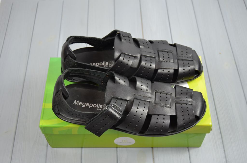 Чоловічі сандалі Megapolis 12199 чорні шкіра, останній 45 розмір