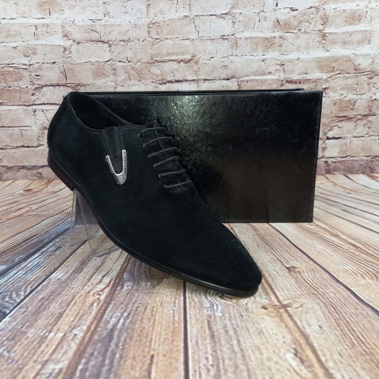 Туфлі чоловічі чорні замша Miratti 122-50, останній 45 розмір