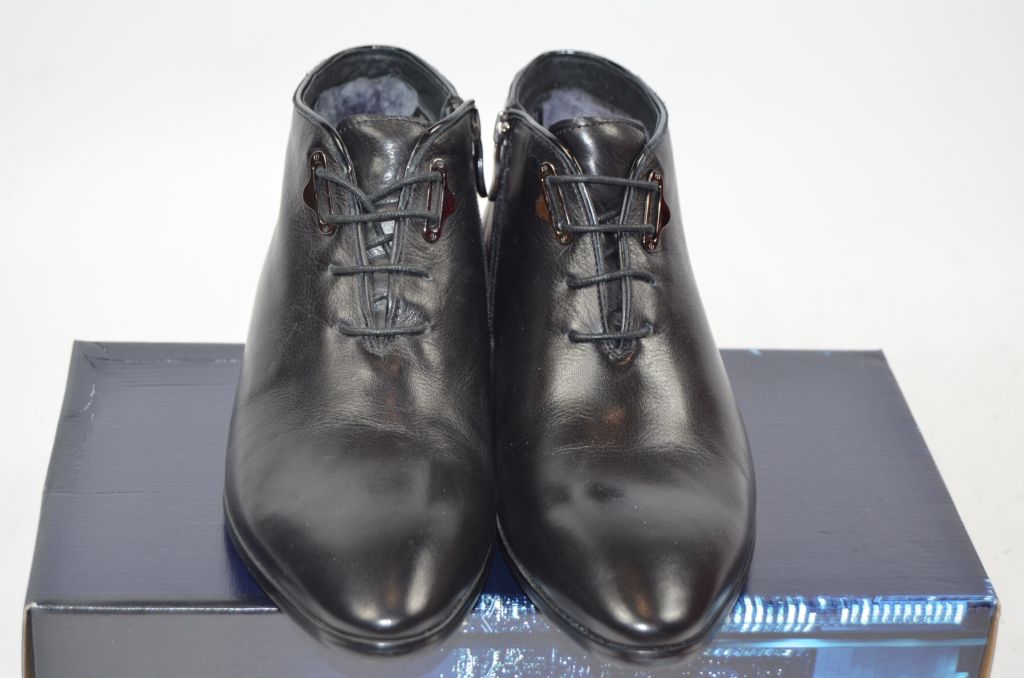 Ботинки мужские зимние Miratti1222-76 чёрные кожа (последний 39 размер)