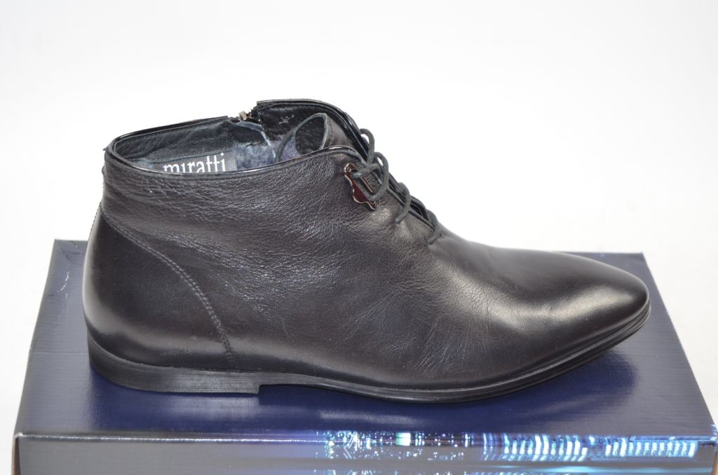 Ботинки мужские зимние Miratti1222-76 чёрные кожа (последний 39 размер)