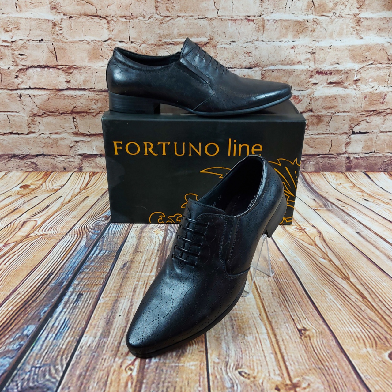 Туфлі чоловічі чорні шкіра Fortuno 130829, останній 37 розмір