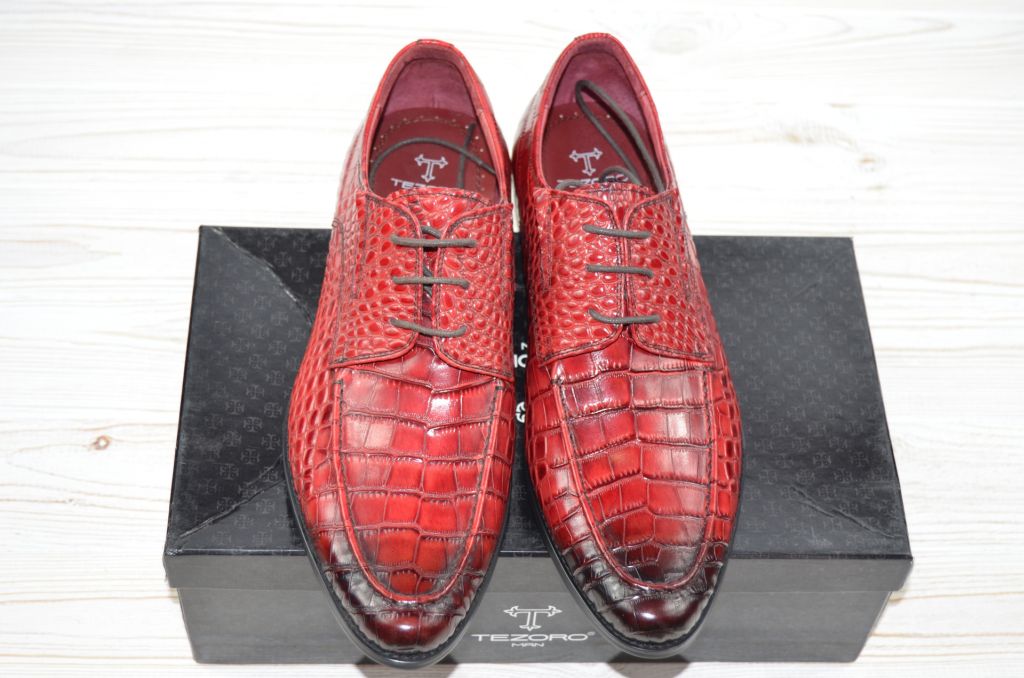 Туфлі чоловічі Tezoro 14020 червоні шкіра на шнурках (останній 42 розмір)