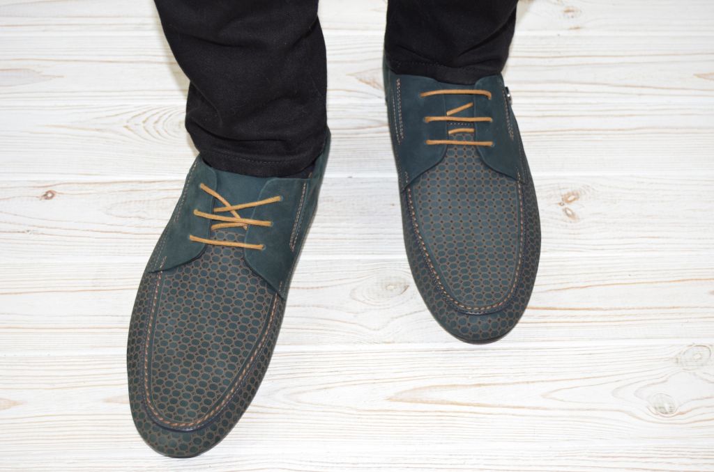 Туфлі чоловічі EGO LINE 14037 сині нубук на шнурках, розміри 40,45