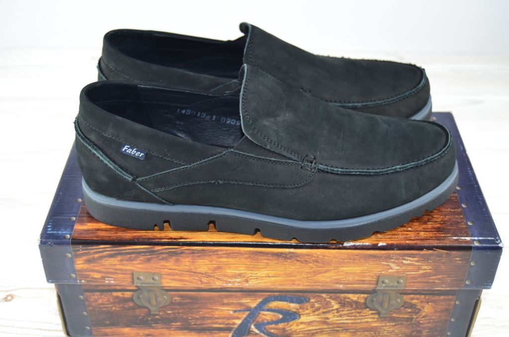 Туфлі чоловічі Faber 143013-1 чорні нубук на гумках розміри 42,45