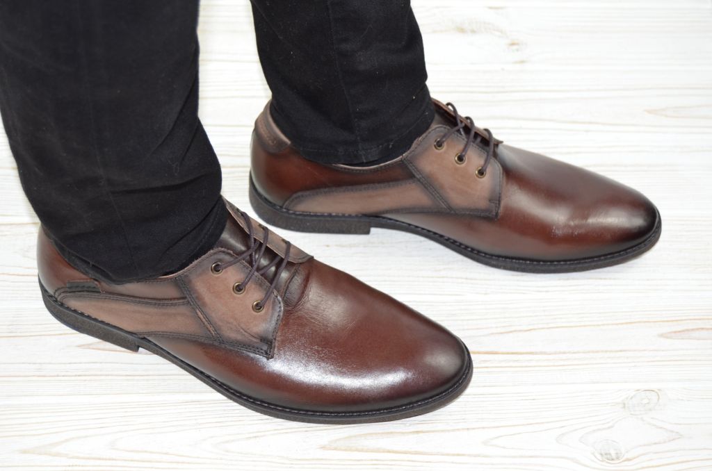 Туфлі чоловічі Covalli 15-30 коричневі шкіра розміри 44,45