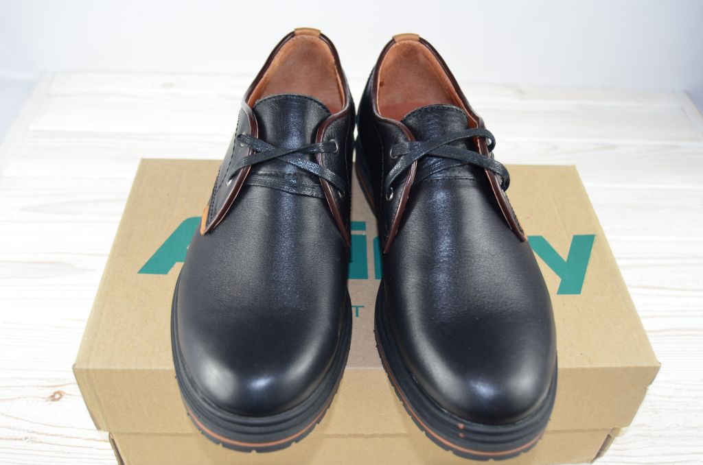 Туфлі чоловічі Affinity 1679-11 чорні шкіра на шнурках, останній 40 розмір