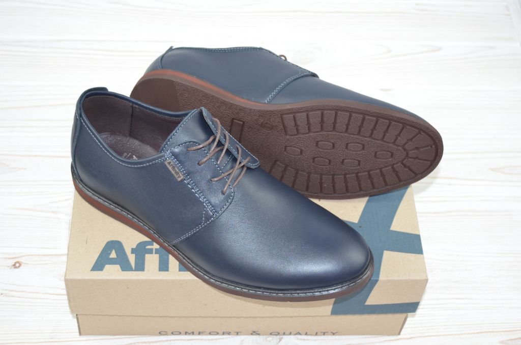 Туфли мужские Affinity 1717-12 синие кожа на шнурках (последний 43 размер)