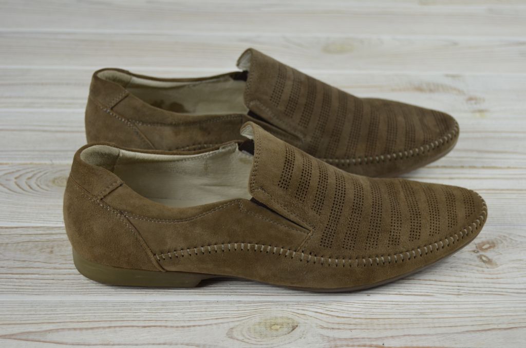 Туфлі чоловічі Miratti 1793-216-589 коричневі нубук (останній 44 розмір)