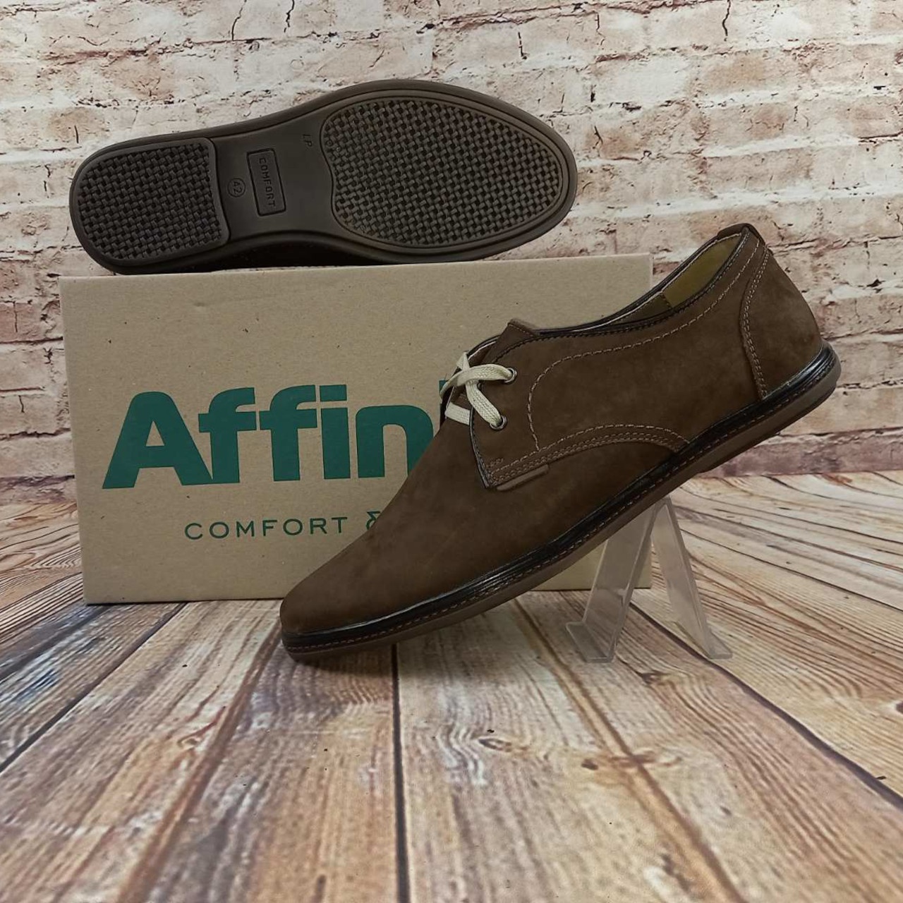 Туфлі чоловічі Affinity 1842-261 коричневі нубук на шнурках