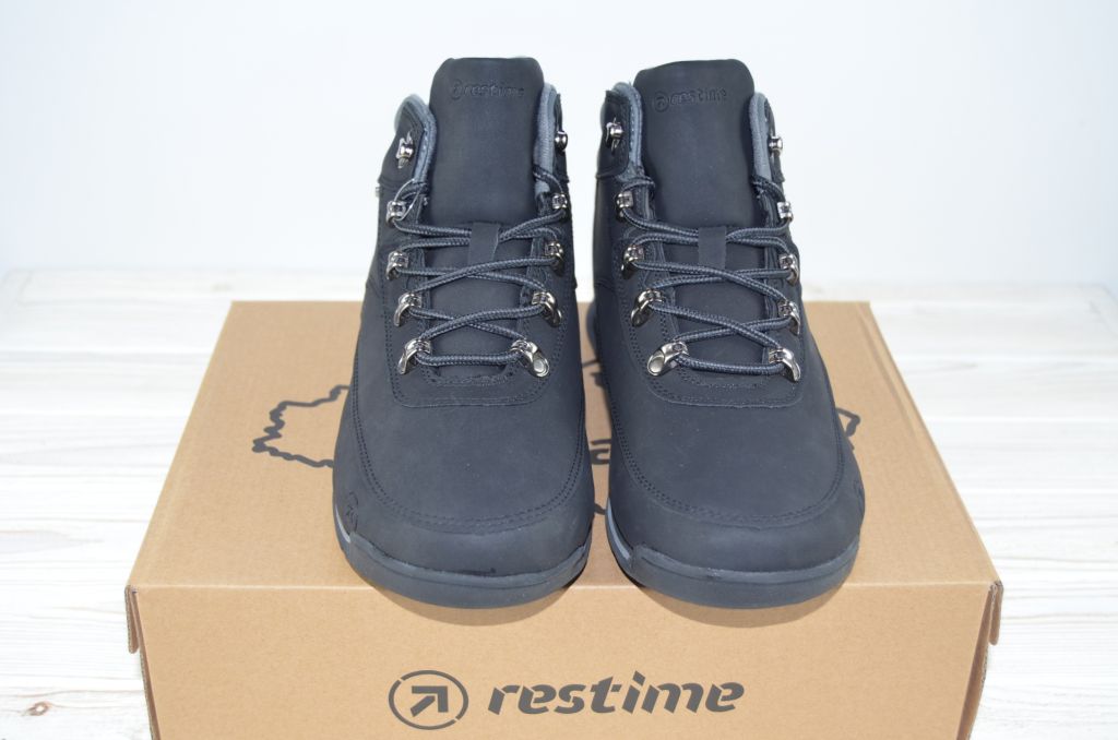 Ботинки мужские зимние Restime 18530-4 чёрные искусственный нубук