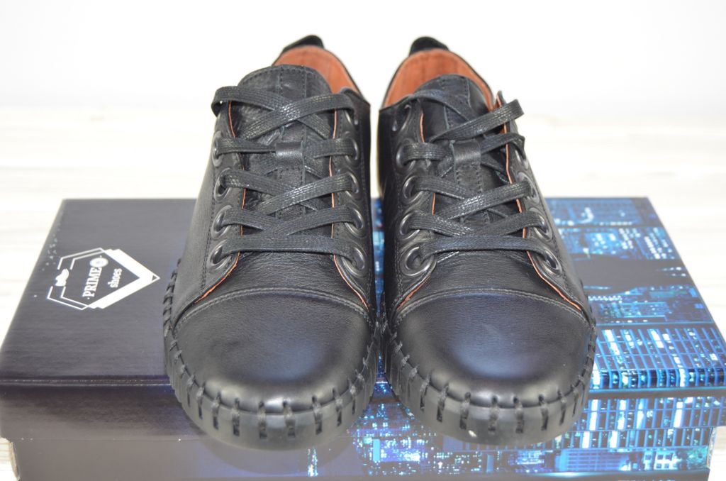 Туфлі чоловічі Prime N Shoes 19-031-30120 чорні шкіра на шнурках, розміри 43,45