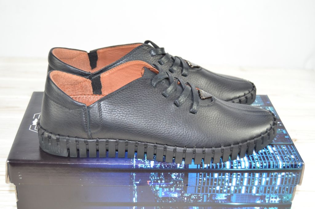 Туфлі чоловічі Prime N Shoes19-034-30180 чорні шкіра (останній 45 розмір)