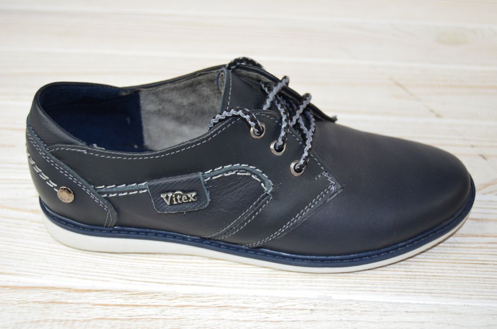 Туфли подростковые Vitex 2106 синие кожа на шнурках