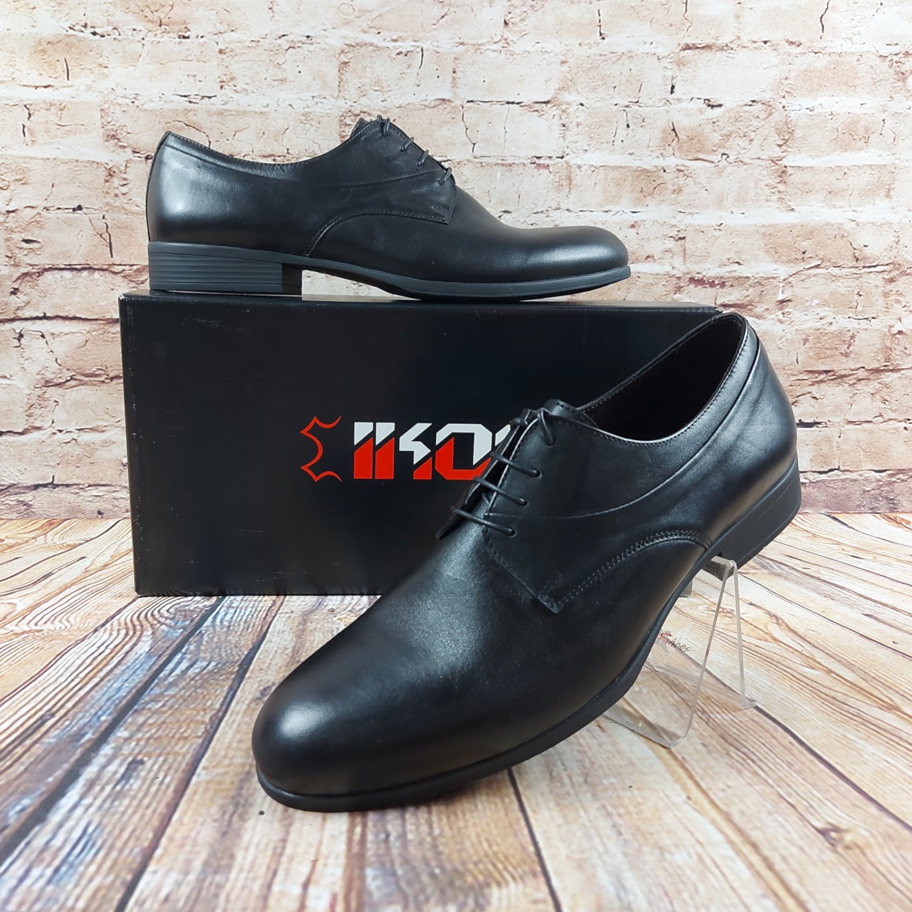 Туфлі чоловічі Ikos2242-1 чорні шкіра на шнурках