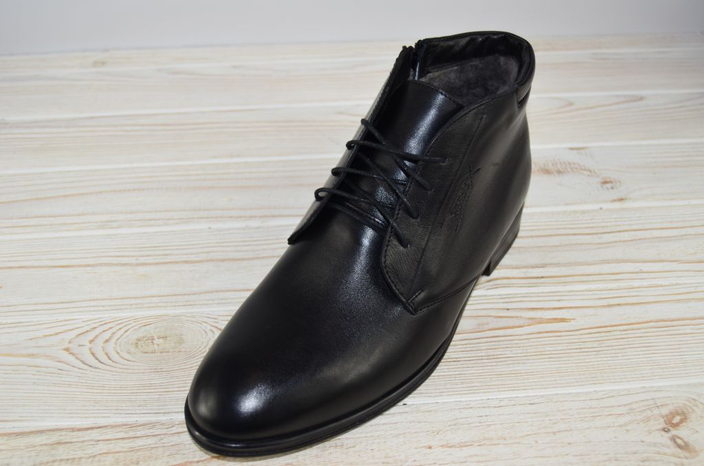 Ботинки мужские зимние IKOS 2655-1 чёрные кожа на шнурках