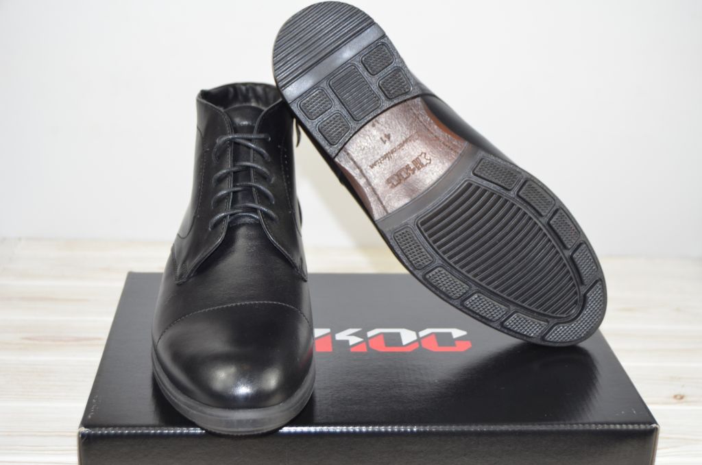 Ботинки мужские зимние IKOS 2706-1 чёрные кожа, размеры 40,45