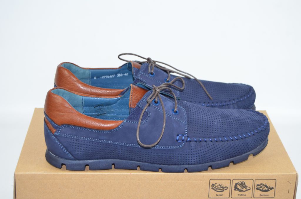 Туфли-мокасины мужские Kadar 2796427 синие нубук на шнурках