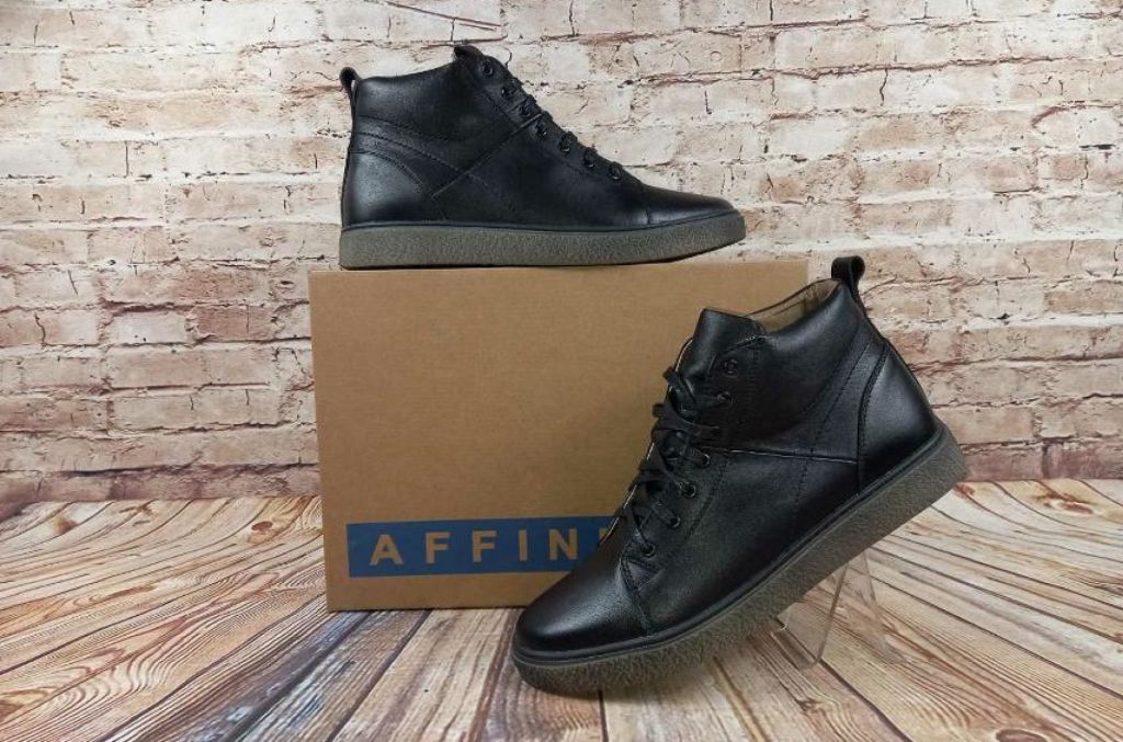 Ботинки мужские зимние Affinity 2944-11 чёрные кожаные