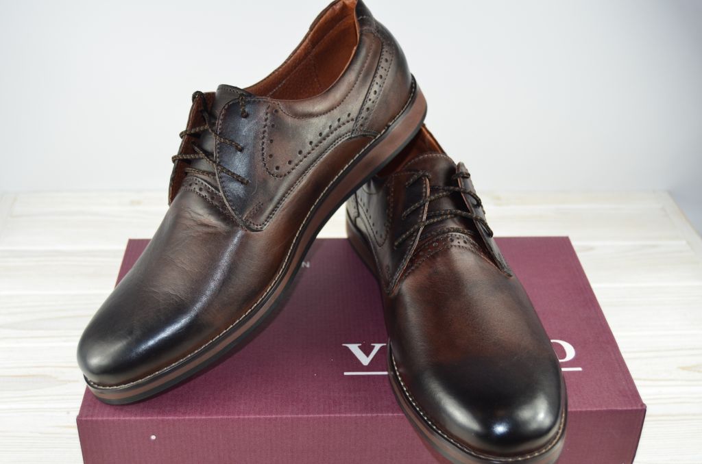 Туфлі чоловічі Vivaro 301-15 коричневі шкіра на шнурках