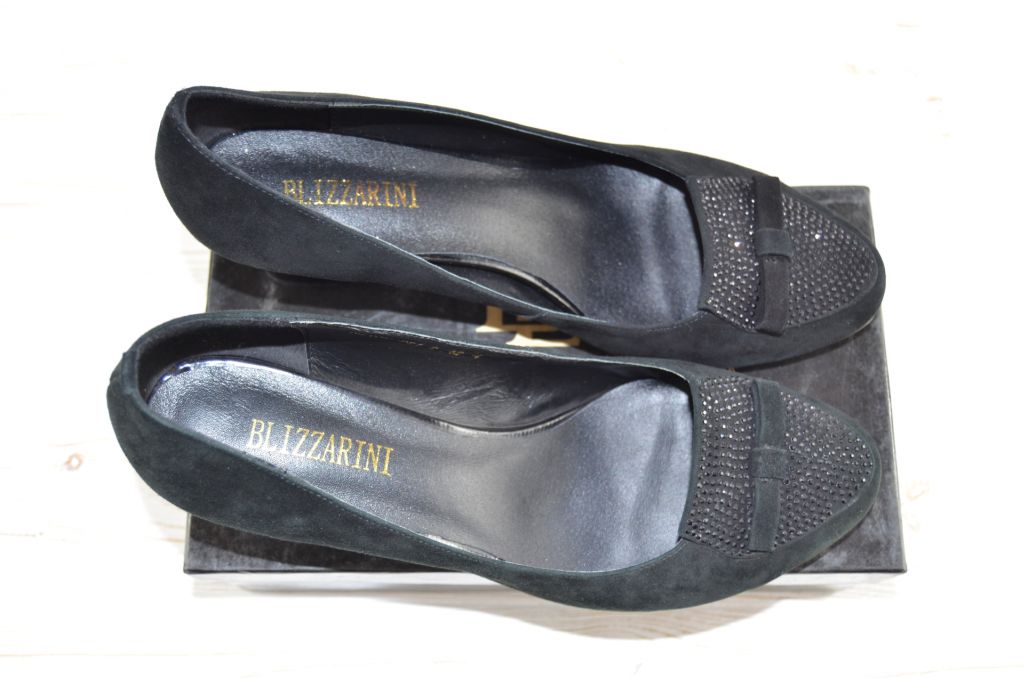 Туфли женские Blizzarini 3189-801-2 чёрные замша каблук размеры 42,43