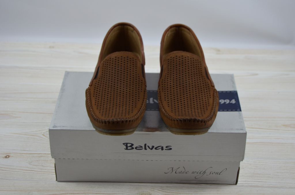 Туфлі-мокасини чоловічі Belvas 325-44 коричневі нубук, останній 40 розмір