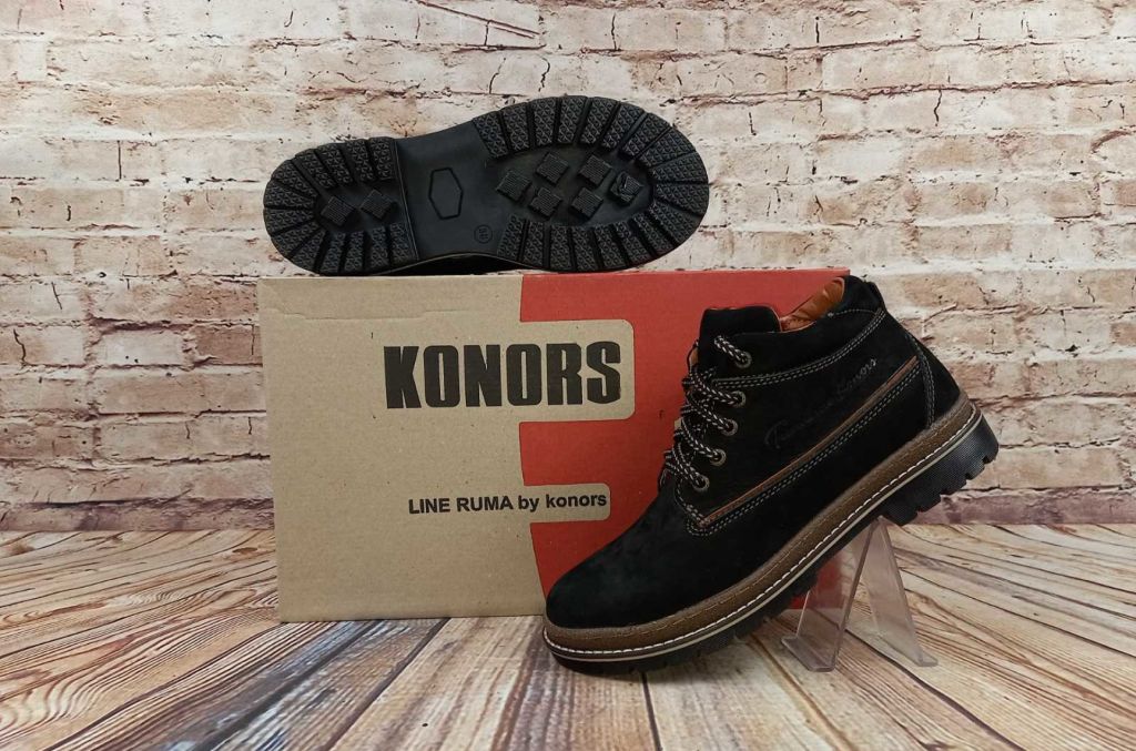 Ботинки подростковые зимние Konors 368-3-3-19 чёрные нубук