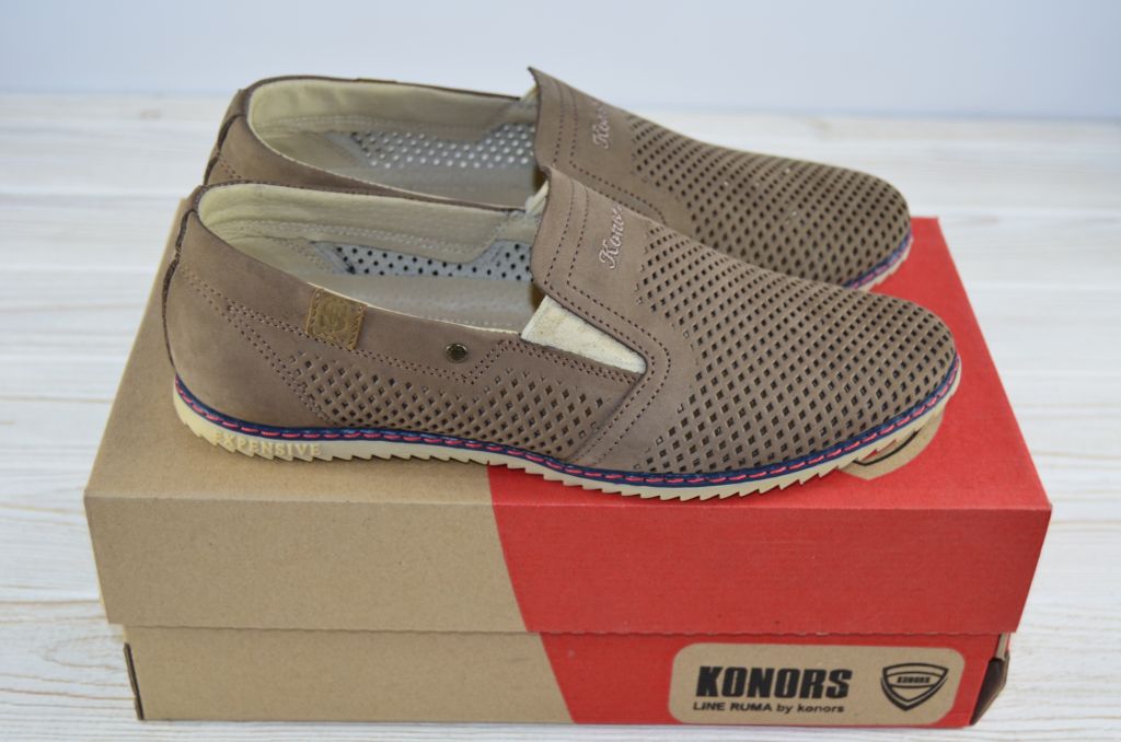 Туфлі чоловічі Konors 454-3-01 бежеві нубук на гумках (останній 40 розмір)