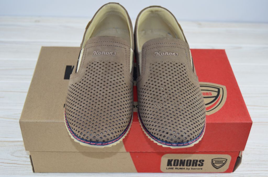 Туфлі чоловічі Konors 454-3-01 бежеві нубук на гумках (останній 40 розмір)