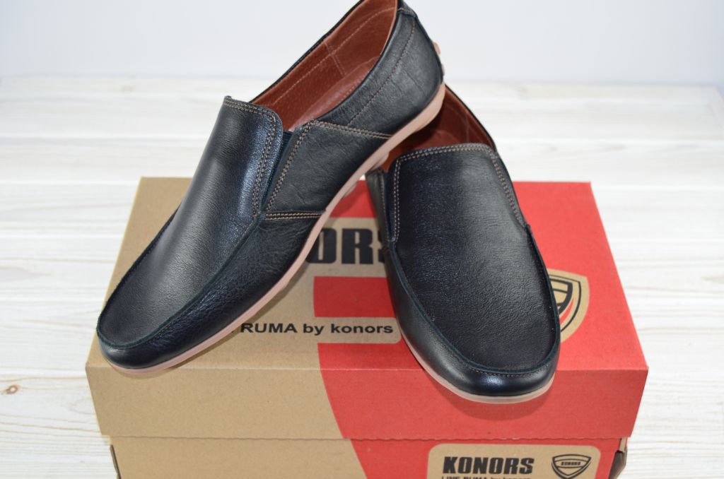Туфлі чоловічі Konors 459-7-19 чорні шкіра, останній 45 розмір
