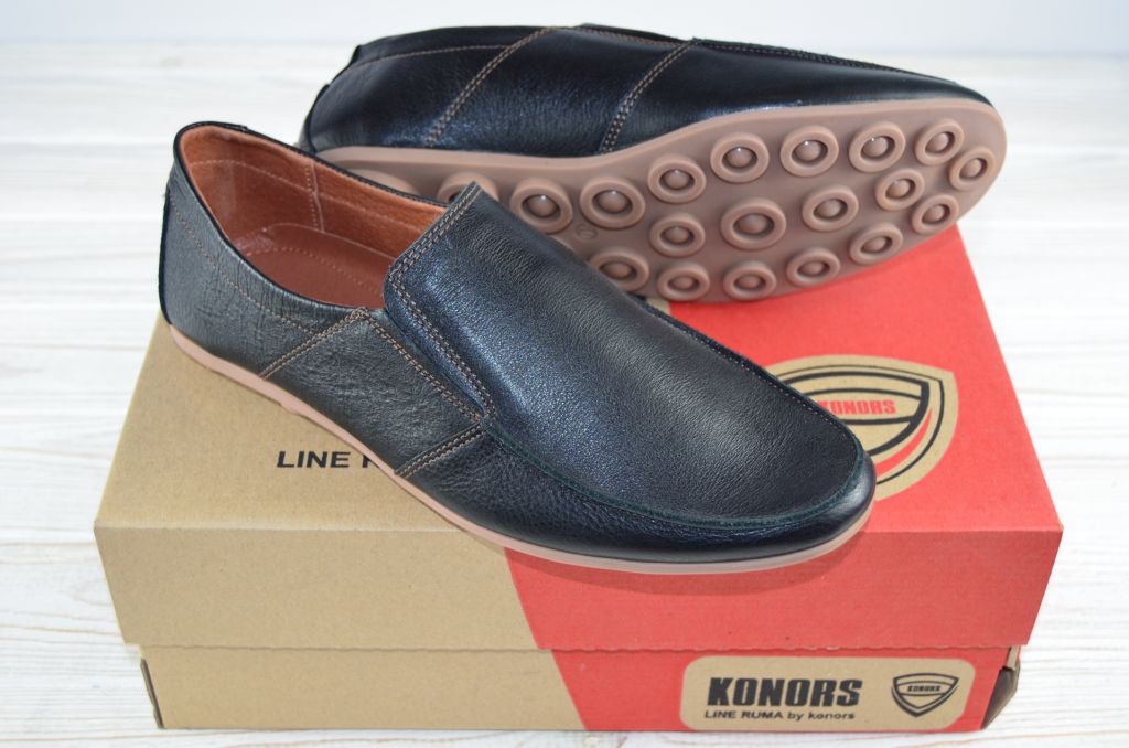 Туфлі чоловічі Konors 459-7-19 чорні шкіра, останній 45 розмір