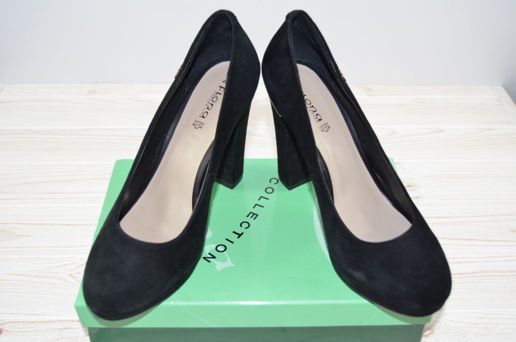Туфлі жіночі Flona 5207-90 чорні замша каблук (останній 37 розмір)