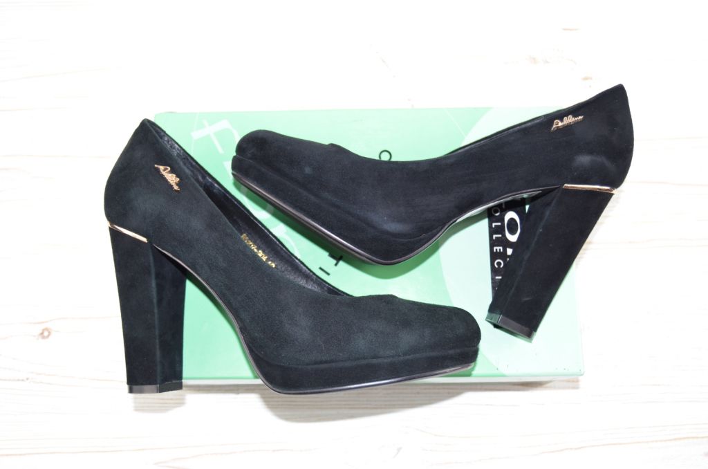 Туфлі жіночі Flona 5207-90 чорні замша каблук (останній 37 розмір)