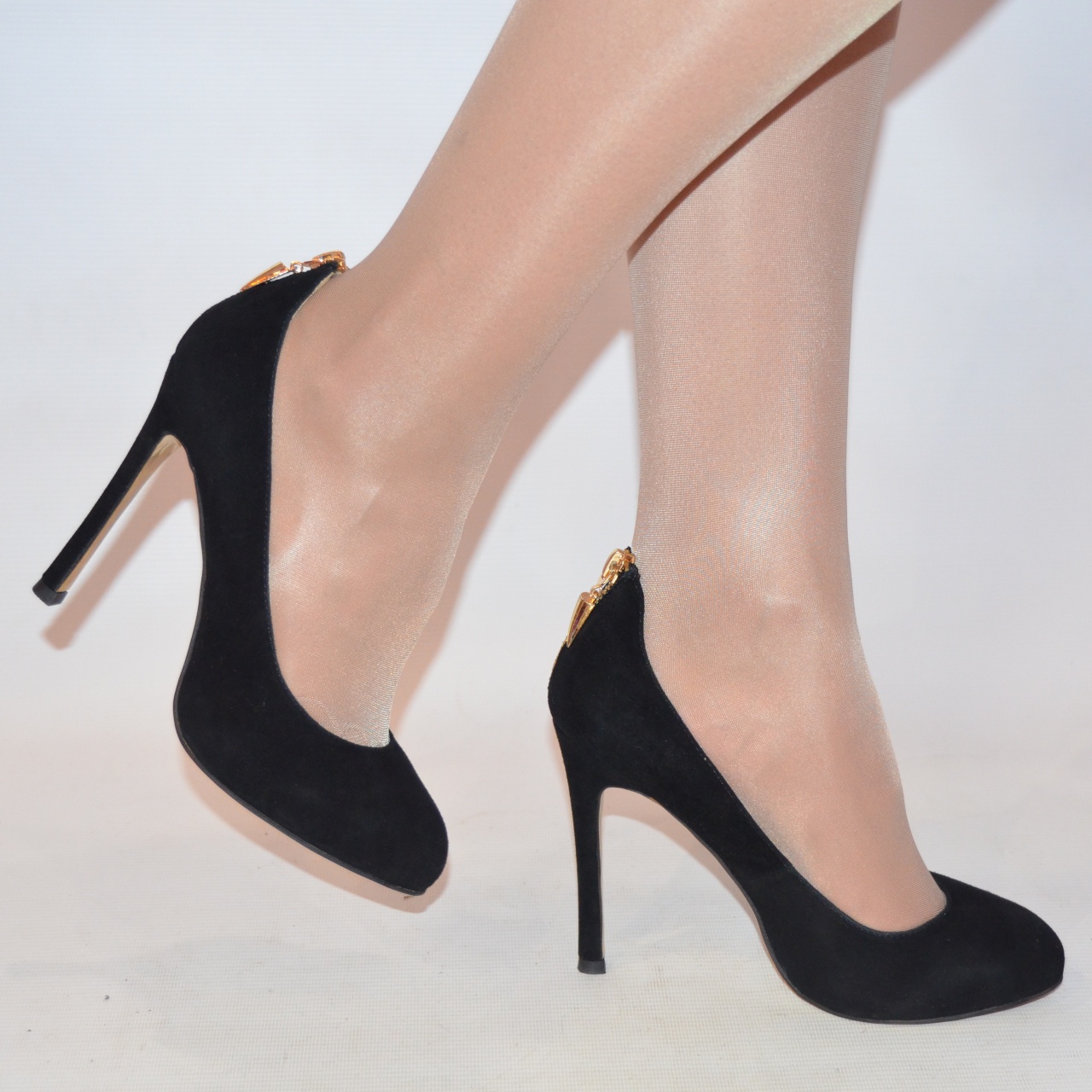 Туфлі жіночі Flona 617-105 чорні замша каблук-шпилька