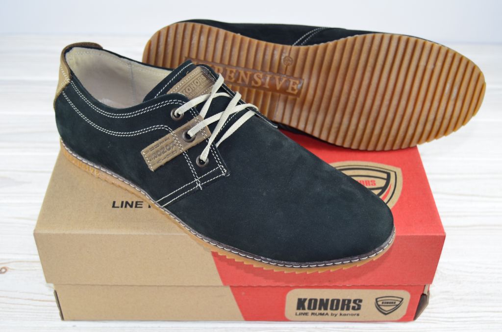 Туфлі чоловічі Konors 621-3-18 чорні нубук розміри 42,45