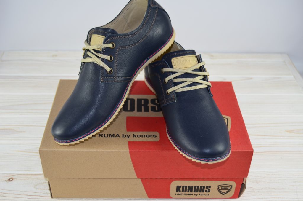 Туфлі чоловічі Konors 621-7-401 сині шкіра (останній 40 розмір)